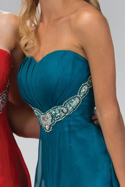Gls Strapless Long Prom Dress In Blue