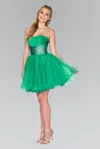 Gls Strapless Short Tulle Prom Dress In Green