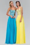 Gls Strapless Sweetheart Chiffon Evening Gown In Multi