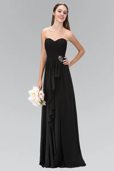 Gls Strapless Sweetheart Chiffon Formal Dress In Black