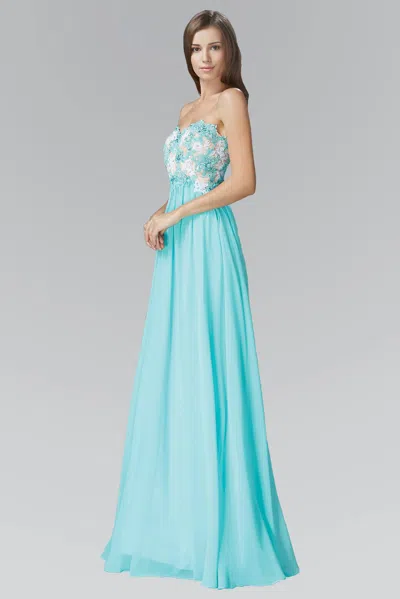 Gls Strapless Sweetheart Chiffon Long Formal Dress In Blue