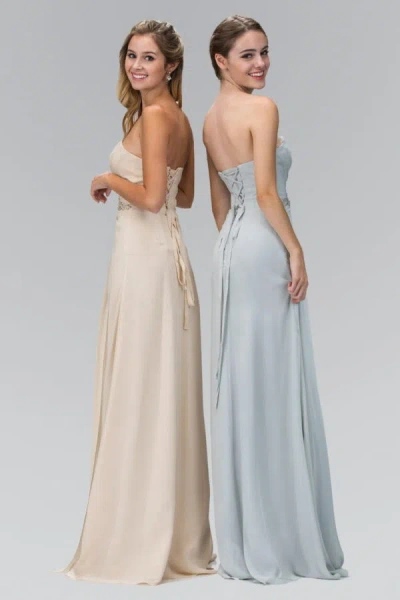 Gls Strapless Sweetheart Long Formal Dress In Silver