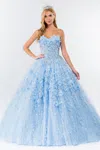 Gls Strapless With Mesh Cape Quinceanera Dress In Blue