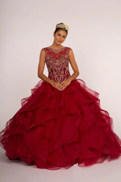 Gls Sweet 16 Ball Gown Quinceanera Dress In Burgundy