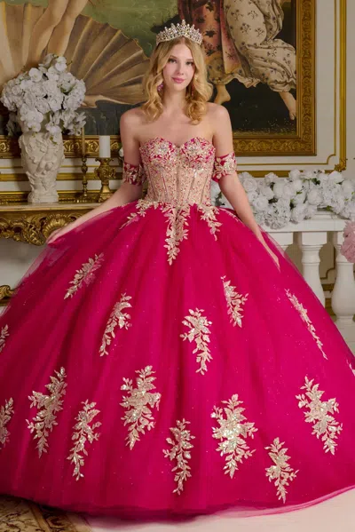 Gls Sweet 16 Long Ball Gown Sequin Quinceanera Dress In Pink