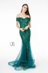 Gls Sweetheart Neckline Glitter Mesh Long Prom Dress In Green
