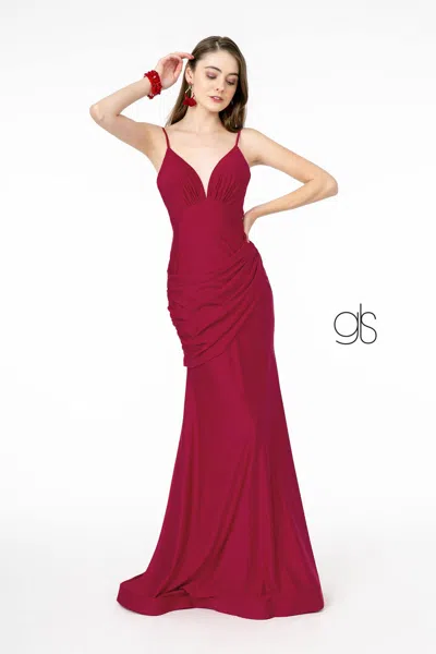 Gls Sweetheart Neckline Jersey Long Prom Dress In Burgundy