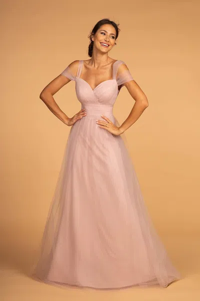 Gls Sweethearted Mauve Off-shoulder Long Bridesmaid Dress In Pink