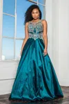 Gls Teal Long Prom Dress Formal Ball Gown In Blue