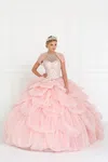 Gls Tulle Halter Quinceanera Dress With Beads And Jewels In Pink