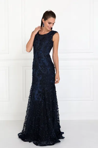 Gls Tulle Mermaid Long Prom Dress In Blue