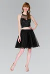 Gls Two Piece Short Beaded Cocktail Dress In Black