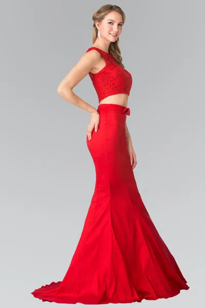 Gls Two Piece Taffeta Formal Dress In Red