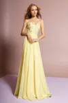 Gls Yellow Strapless Chiffon Prom Dress In Yellow