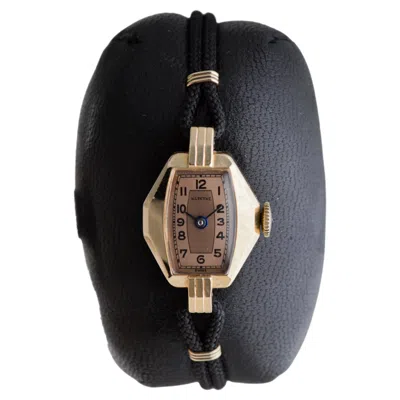 Pre-owned Glycine 14kt. Solid Rose Gold Art Deco Ladies Watch Original Dial Circa 1940's In Red