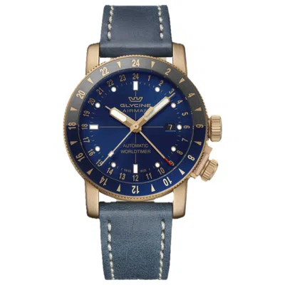 Glycine Airman Contemporary Bronze Gmt Men's Watch In Blue