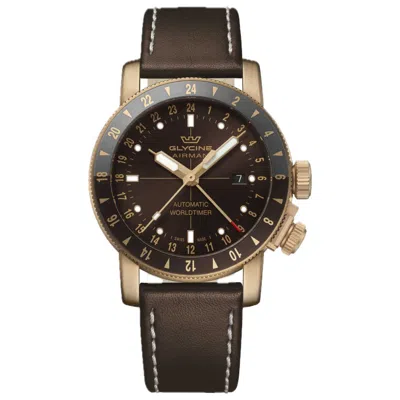 Glycine Airman Contemporary Bronze Gmt Men's Watch In Brown