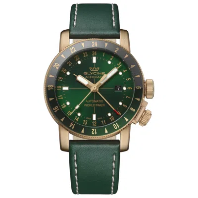 Glycine Airman Contemporary Bronze Gmt Men's Watch In Green