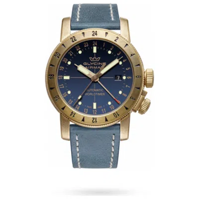 Glycine Airman Contemporary Bronze Gmt Men's Watch In Blue