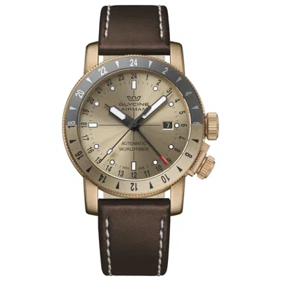 Glycine Airman Contemporary Bronze Gmt Men's Watch In Brown