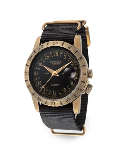 Glycine Airman Vintage Noon 40mm Watch In Brown