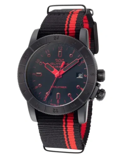 Pre-owned Glycine Airman Worldtimer Men's 42mm Swiss Made Quartz Double Black Watch Gl1037