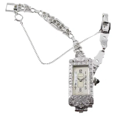 Pre-owned Glycine Birks 18kt Solid White Gold & Diamonds Ladies Art Deco Watch