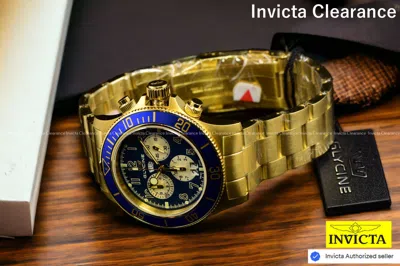 Pre-owned Glycine Combat Blue Dial Chronograph Stainless Steel Gold Bracelet Swiss Watch