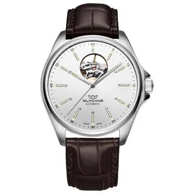 Glycine Combat Classic Open Heart Men's Watch In Brown