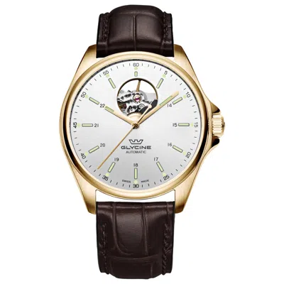 Glycine Combat Classic Open Heart Men's Watch In Brown