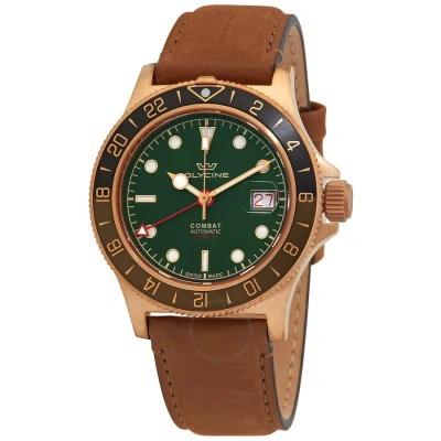 Glycine Combat Sub Sport 42 Bronze Automatic Green Dial Men's Watch Gl0318 In Brown