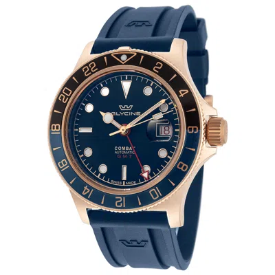 Glycine Combat Sub Sport Gmt Bronze Men's Watch In Blue