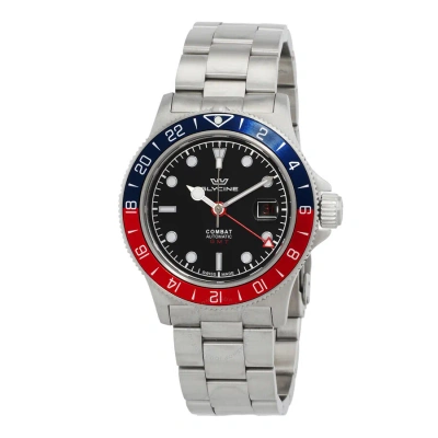 Glycine Open Box -  Combat Sub Sport Steel Gmt Automatic Black Dial Men's Watch Gl0381 In Red) /  Two Tone  / Black