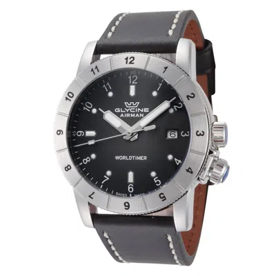 Glycine Men's Airman Worldtimer 42mm Quartz Watch In Black