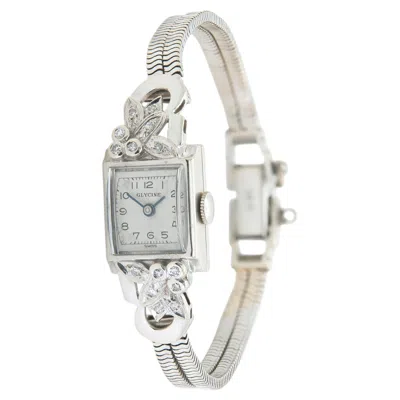 Pre-owned Glycine Vintage 1940s Retro  White Gold Watch With Diamonds