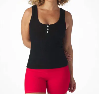 Glyder Comfort Henley Tank Top In Black