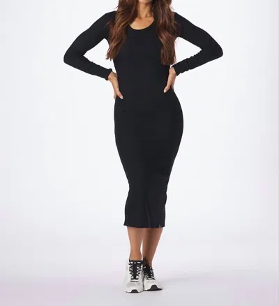 Glyder Comfort Long Sleeve Midi Dress In Black