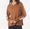 Glyder Elevated Knit Crew Sweater In Almond/oatmilk Stripes In Brown