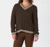 Glyder Hanalei Cable Knit Sweater In Chocolate And Oatmilk In Brown