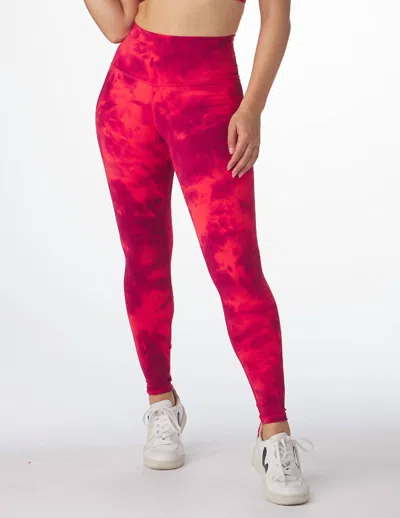 Glyder High Waist Pure Legging In Cherry Tie-dye In Burgundy