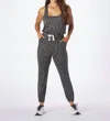 Glyder Leisure Animal Print Jumpsuit In Black Leopard In Gray