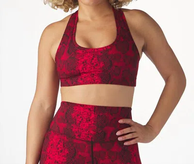 Glyder Notch Sport Bra In Cherry Snake In Burgundy
