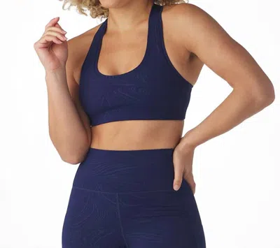 Glyder Notch Sports Bra In Indigo Swirl Gloss In Blue