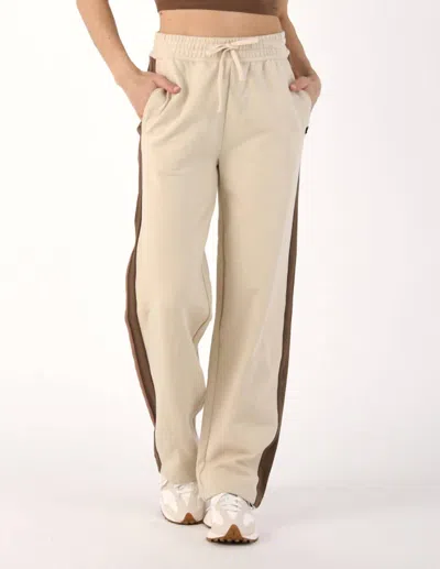 Glyder Retro Straight Leg Sweatpant In Oatmilk/chocolate/latte Stripe In Neutral