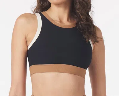 Glyder Socialite Contrast Bra In Black/oatmilk/almond In Multi