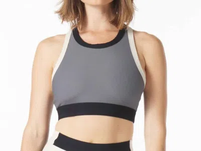 Glyder Socialite Racerback Bra In Navy/carbon/oatmilk In Gray