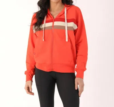 Glyder Vintage Oversized Zip Up Hoodie In Hot Coral And Scarlet In Brown
