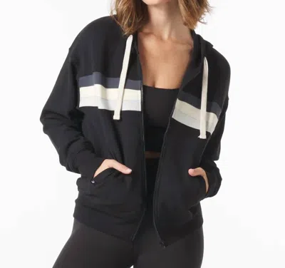 Glyder Vintage Oversized Zip Up Jacket In Black And Carbon, Oatmilk, Ash Grey Stripes