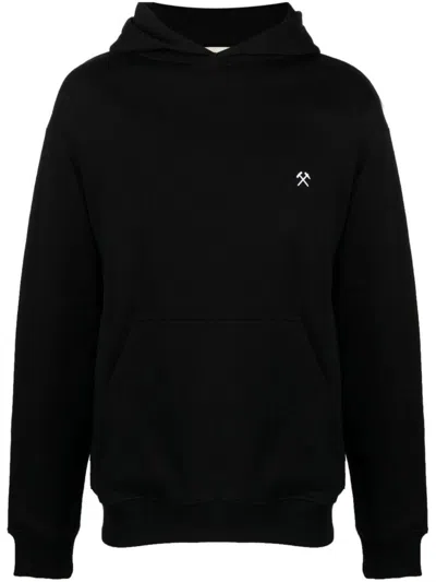 Gmbh Logo-embroidered Organic Cotton Hoodie In Black
