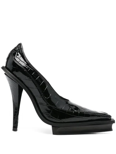 Gmbh Asena 140mm Croc-embossed Pumps In Black